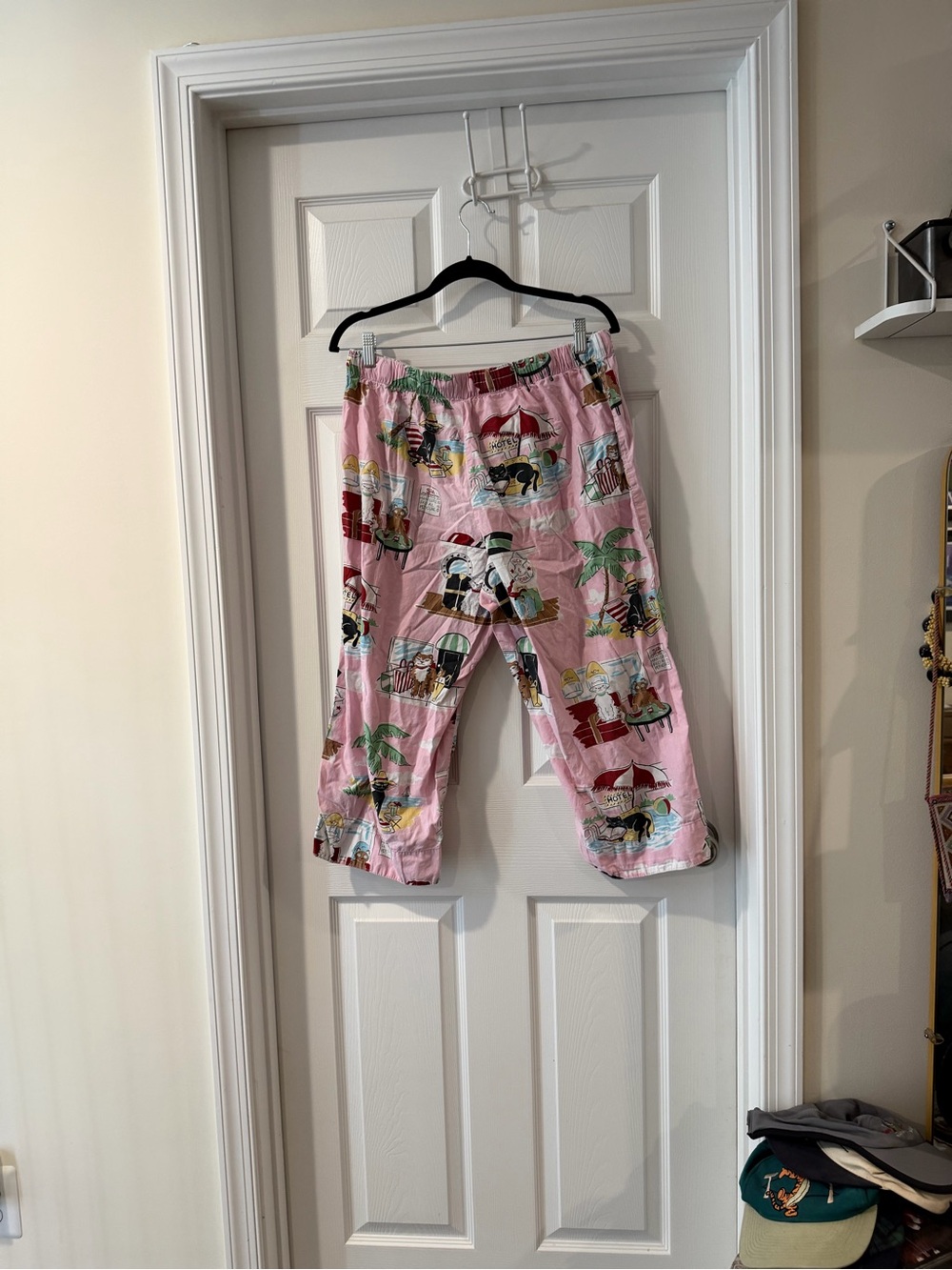 Nick & Nora Pink Tropical Kitty Print Women's Pajama Pants
